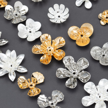 MA74 20pcs/Lot 18K Gold Rhodium Plated Copper Nickel Free DIY Flower Accessories for Earrings Making Jewelry Findings Metal