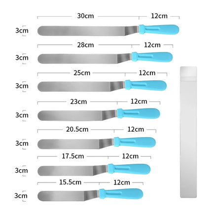 Cake Spatula Set Metal Stainless Steel Baking & Pastry Tools Colored Plastic Handle Cake Icing Spatula