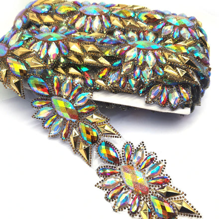 Luxury Carnival Events Costumes Made Rhinestone Appliques Iron on Trimming for Garment & Processing Accessories