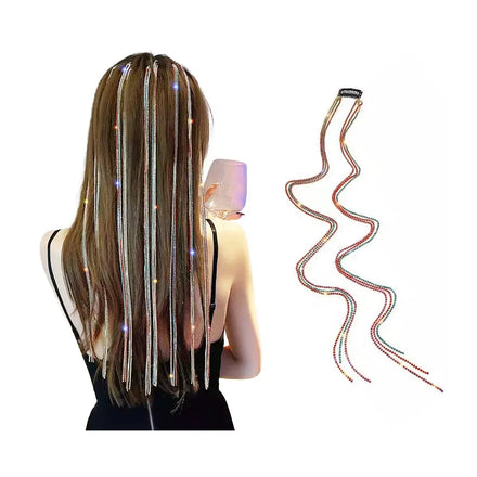Women Diamond Headwear Rhinestone Hair Accessories Braided Clip Crystal Hair Tassels Chain