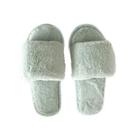 Women Winter Soft One Strap Design Custom Label Indoor Soft Waterproof Shoes Warm Fur Slippers