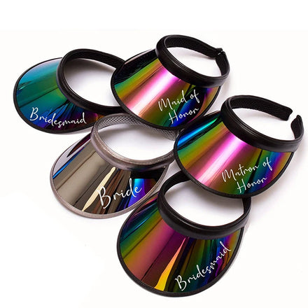Clear Iridescent Colored Plastic PVC Sun Visor Hats Adjustable Sport Beach Golf Cap