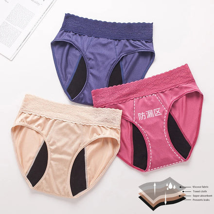Lace Women Nylon Period Panties Washable Ladies Braga Menstrual Panties Underwear Incontinence Briefs