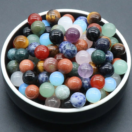 10mm Non-Porous Gemstone Beads Healing Crystal Mini Ball Natural Stone Round Bead for Home Decoration
