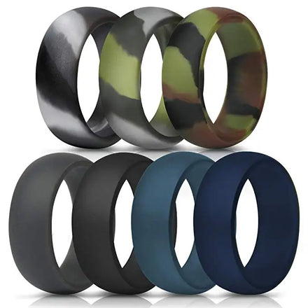 Classic Silicone Wedding Ring for Men-Ball-Shaped Wedding Band with Nail Insertion 8.7mm Wide 2.5mm Thick