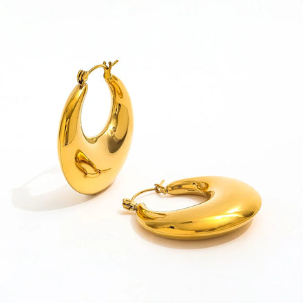 Fenny No Fade Fashion Smooth Retro Geometric Hollow Earring Jewelry Stainless Steel Earring Streetwear Earring Trendy for Women