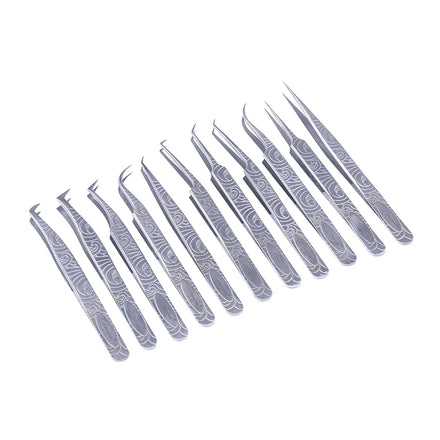 Private Label Stainless Steel Micro Grip Eyelash Tweezer Manufacturer Fiber Tip 45 Degree Tweezers for Eyelash Extensions