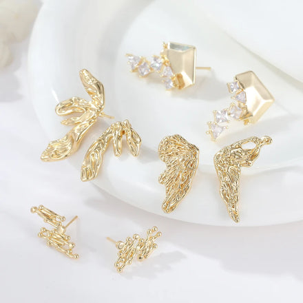 Wholesale Korean Style Latest Ladies Statement Fashion Delicate Jewellery Gold Plated Stud Earrings 2024