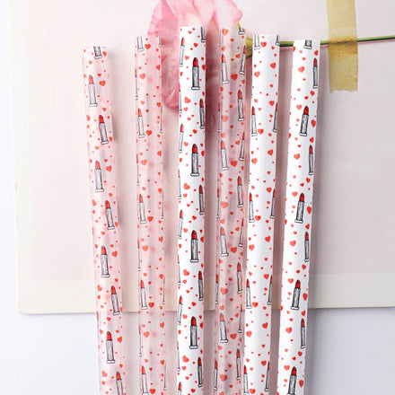 Eco-friendly Lipstick-Shaped Decorative PP Plastic Reusable Drinking Straws /LFGB Certified Bar Accessories 2023 Valentine's