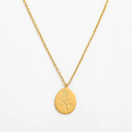 Fenny PVD Plated Waterproof Dainty Fashion Rose Flower Pendant Permanent Necklace Stainless Steel Jewelry Wholesale