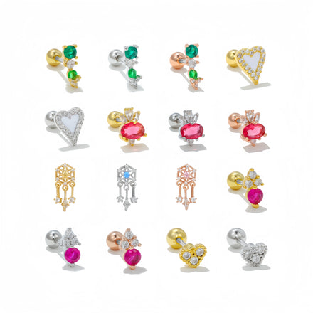 Zuola Trendy Titanium Steel 18K Gold Plated Colorful Zircon Helix Stud Earrings Hypoallergenic Swirl Design Daily Wear