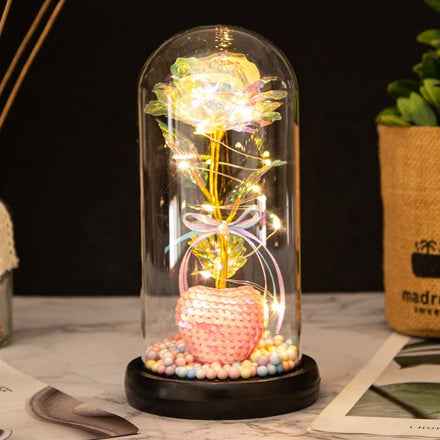 AYOYO OEM Rose Glass LED Light Color Rose Mother's Day Gift Valentines Day Gift 2025