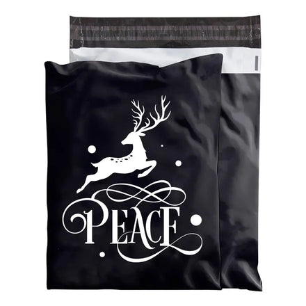 RONGWEN Factory Custom Black Christmas Logo Eco-friendly Large Clothing Plastic Packaging Bag Poly Mailer Waterproof Mailing Bag