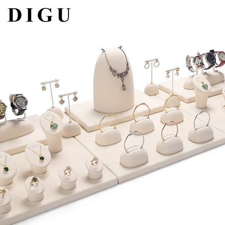 Digu Jewelry Display Stand Ring Necklace Bracelet Earrings Rack Counter Watch Jewelry Display Props Microfiber Display Stand