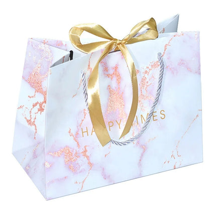 Small Size Wholesale Paper Material Folding Wedding Door Souvenir Empty Fancy Marbling Design Paper Gift Bags for Small Business
