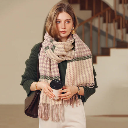 Women Winter Soft Ladies Thick Imitated Cashmere Scarves Shawls Warm Plain Tassel Scarf