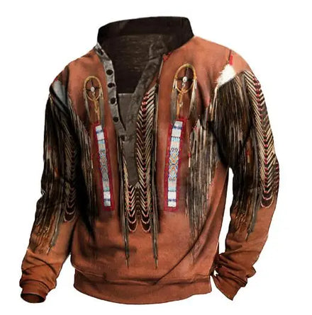 Men Retro 3D Digital Printing Sweatshirts With Hooded Long Sleeve Casual Streetwear Men's Hoodies