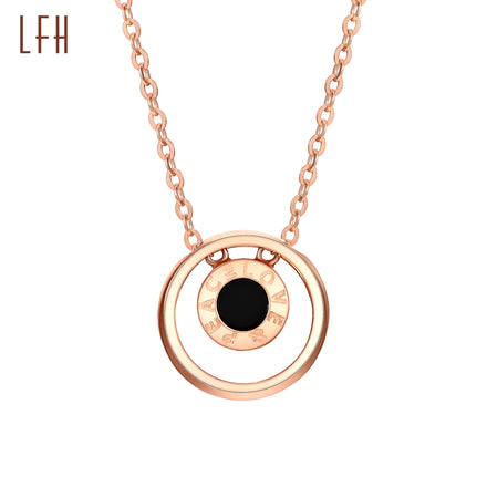Wholesale 18k Real Pure Rose Gold Round Shell White Black 2 Side Pendant Necklace Saudi Gold Jewelry Pawnable 18k Real 18k Gold