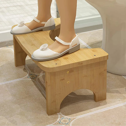 ANYO Factory Manufacturing Safe and Non-slip Foldable Bamboo Adjustable Modern Design Home Use Toilet Stool with Custom Logo