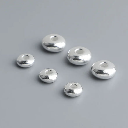 Simply 925 Sterling Silver 8.5mm/6.0mm Smooth Flat Wheel Spacer Beads for Bracelet Necklace Making