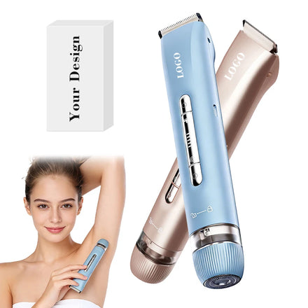 Electric Razor Painless Hair Remover Rechargeable 2 in 1 Built-in LED Light Eyebrow Trimmer & Facial Hair Removal for Women