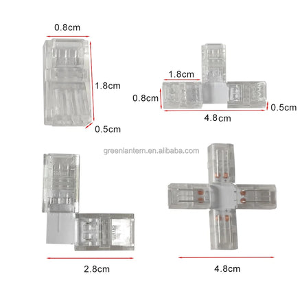 I L T X 2 Pin LED Connector 8mm 10mm Transparent Seamless 2 Pin Fast Connector IP20 IP65 Waterproof LED Strip Lighting Accessory