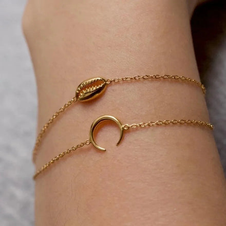 18K Gold Plated 925 Sterling Silver Seashell Jewelry Cowrie Anklet Bracelet for Beach Wedding/Boho Style Vacation Party