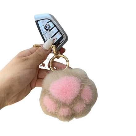 Kitten Claw Water Hair Fur Imitation Fur Hanging Car Keychain Accessories Cute Woman