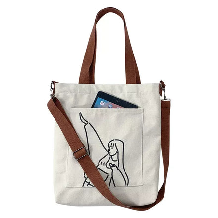Wholesale Large Capacity Student Handbags for Girls Women Zipper Shoulder Shopper Bag Ladies Casual Canvas Tote Bag With Straps