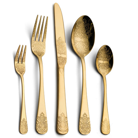 Hot Sale Palace Light Luxury Western Style Stainless Steel Cutlery Exquisite Dessert Knife Fork Spoon Flatware