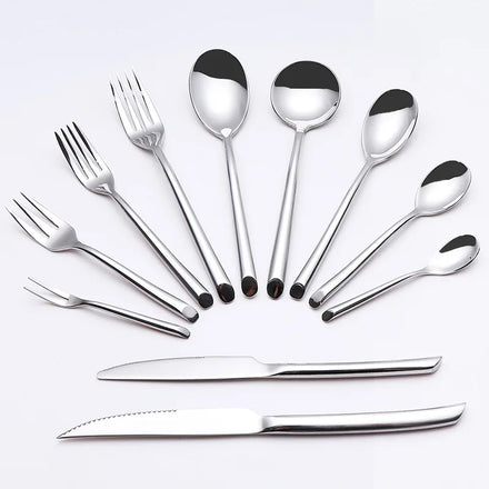 Heavy Duty Stainless Steel Fork and Knife Set Gold Flatware Thick Handle Reusable Cutlery