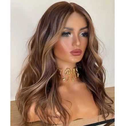 Wig for Women Ombre Honey Blonde Color Balayage Wave Invisible Knots Soft European Human Hair Lace Front Wigs
