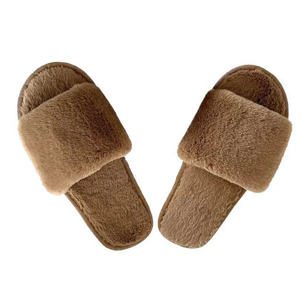 UK Fashion One Strap Slippers Autumn and Winter Indoor Warm Home Thick Sole Plush Slippers