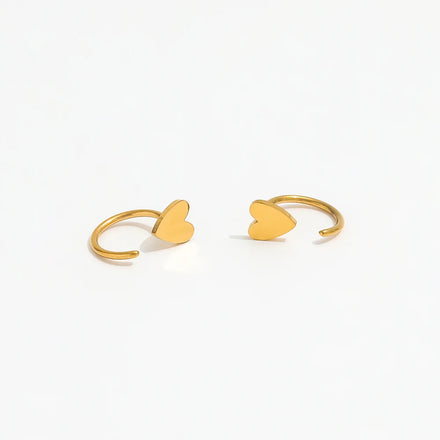 Trendy Earring 18K Gold Plated Cute Heart C Hoop Earrings for Women Stainless Steel Earrings Wholesale