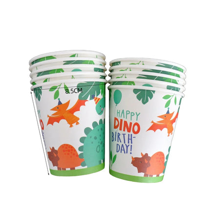 2022 New Wholesale Dinosaur Paper Plate Paper Cup Tissue Paper Set Birthday Party Supplies Scene Decoration Set