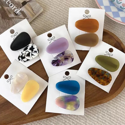 New Korean Women Small Pumpkin Acetate Leopard Hair Claw Clips 4cm Fashion Cute Hair Pins 2pcs/set with Card Packaging