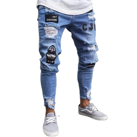 New 2023 Fashion Slim Broken High Quality Make in China Trousers Jeans for Man