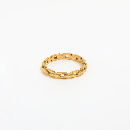 Fenny 18K Gold Plated Personality Dainty Link Chain Ring Designer for Women Stainless Steel Wholesale Jewelry