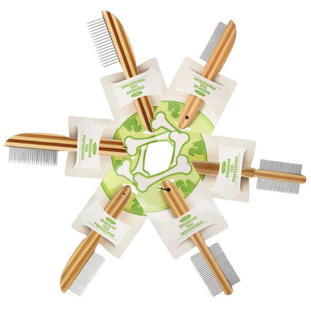 Factory Wholesale Wood Bamboo Flea Comb Pet Dog Hair Grooming Comb Brush Comb