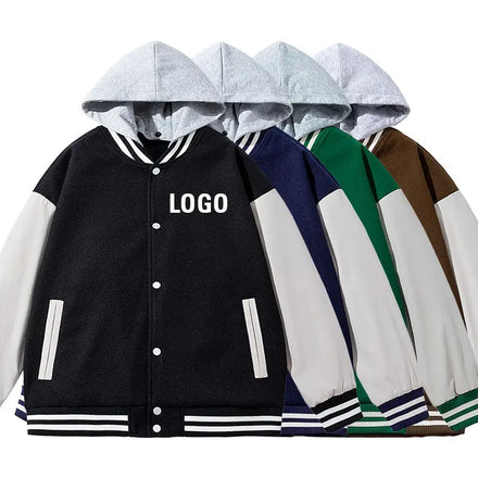 M-3XL New Arrival Custom logo Fall Turn Down Collar Pockets Button Personality Plus Size Hoodie Baseball Jacket Men's Jacket