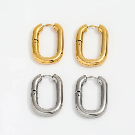Fenny Hot Seller Simple Classic Oval Hoop Earring Versatile for Women Wholesale Stainless Steel Ladies Jewelry