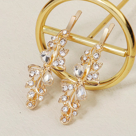 Hot Sale Hair Accessories Crystals Rhinestone Gold Hair Clips Bobby Pin Custom Hair Pins for Girls Headpieces