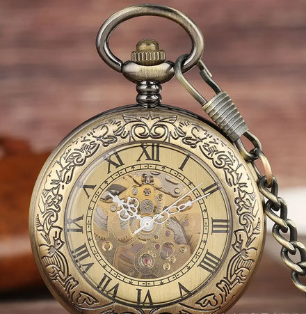 Classic Roman Flower Pocket Watch Automatic Mechanical Pocket Watches