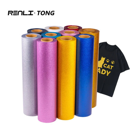 Renlitong PU Shinny Glitter Wide Variety Colors Heat Transfer Vinyl Heat Press Cutting Plotter HTV Iron for DIY Cloth Printing