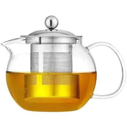 Creative Clear Glass Stainless Steel Teapot with Infuser Filter Lid Heat Resistant Tea Pot Kettle Home Office Teaware Water Pot