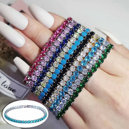9 Colors Silver Plated Crystal CZ Diamond Tennis Bracelet 3mm 4mm 5mm Round Cubic Zirconia Moissanite Tennis Bracelet