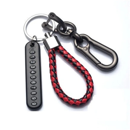 Unisex Phone Number Plate Woven Rope Keychain Anti-Loss Phone Diy Pendant Keychain