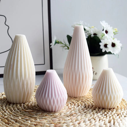 Art Candle Mould 3D DIY Pear Shaped Scented Candle Silicone Molds Bottle Scalloped Handmade Soap Plaster Home Decoration Mould