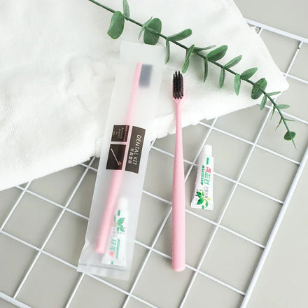 Eco Biodegradable Wheat Straw Cheap Hotel Supplies Disposable Toothbrush with Toothpaste Inside