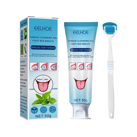 EELHOE New Arrival Oral Healthy Caring Tongue Cleaner Deep Cleaning Reduce Bacterial Breeding Tongue Cleansing Gel
